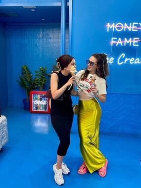 PLT - Olive Stretch Satin Split Side Maxi Skirt